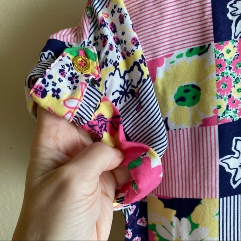 Lilly Pulitzer Cap Sleeve Patchwork Pullover Shif… - image 2